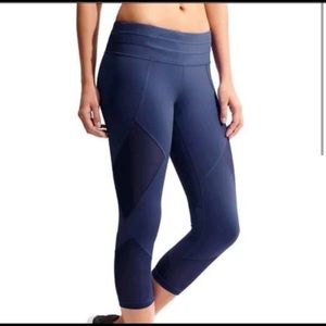 Athleta Mesh Sonar Capri Iron Blue Athletic Crop
